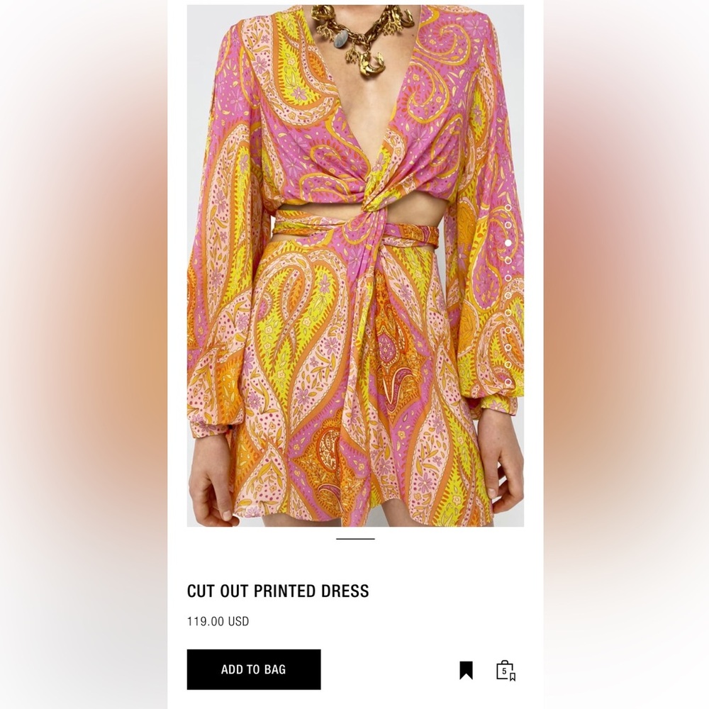 Zara printed cut out dress
